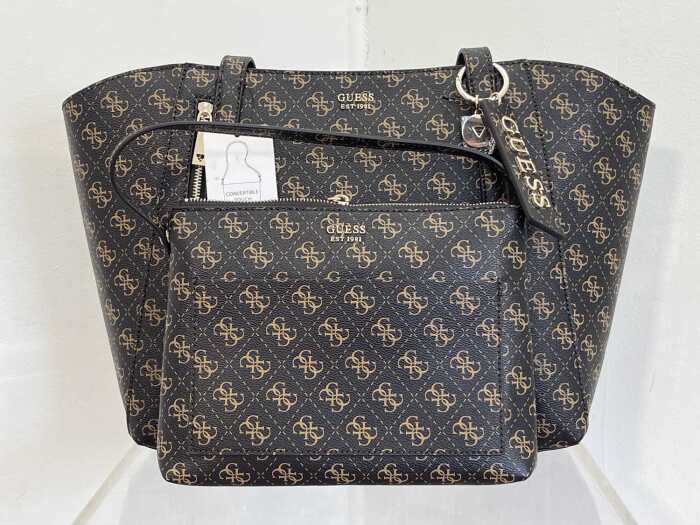 Guess Brown Logo Naya Tote Bag and Mini Pouch