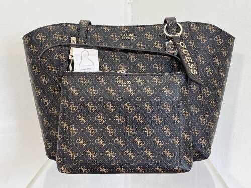 Guess Brown Logo Naya Tote Bag and Mini Pouch