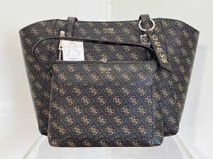 Guess Brown Logo Naya Tote Bag and Mini Pouch