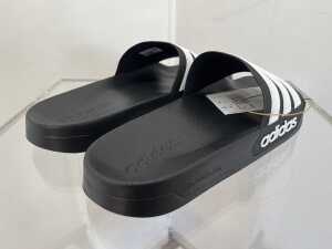 Adidas Adilette Shower slides in black and white, size US 8 - 3