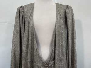 Country Road Metallic Wrap Maxi Dress in Pewter Gold, size L - 2