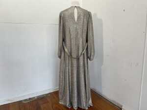 Country Road Metallic Wrap Maxi Dress in Pewter Gold, size L - 4