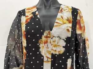 Veronika Maine Spot Floral Linen Silk Midi Dress, size 10 - 2