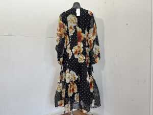 Veronika Maine Spot Floral Linen Silk Midi Dress, size 10 - 4