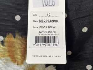 Veronika Maine Spot Floral Linen Silk Midi Dress, size 10 - 6