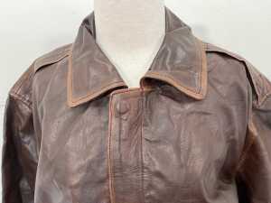 Urban Leather Jackets Aviator A2 Distressed Bomber Jacket in Brown, size 2XL - 2