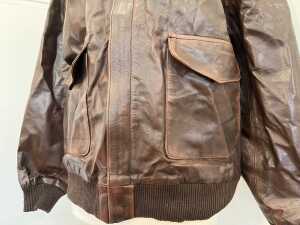 Urban Leather Jackets Aviator A2 Distressed Bomber Jacket in Brown, size 2XL - 3
