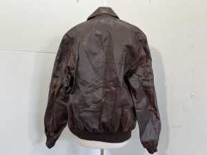 Urban Leather Jackets Aviator A2 Distressed Bomber Jacket in Brown, size 2XL - 4