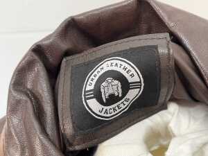 Urban Leather Jackets Aviator A2 Distressed Bomber Jacket in Brown, size 2XL - 5