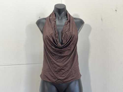 Henne Teevan Cowl Neck Top in Chocolate, size 10