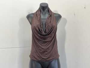 Henne Teevan Cowl Neck Top in Chocolate, size 10