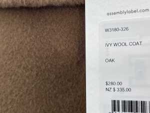 Assembly Label Ivy Wool Coat in Oak, size XL - 5