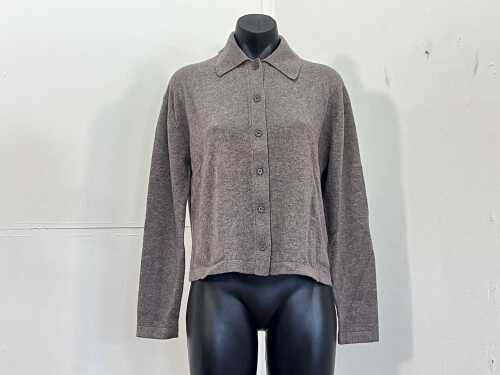 Assembly Label Wool Cashmere Knit Cardigan in Sable, size 6