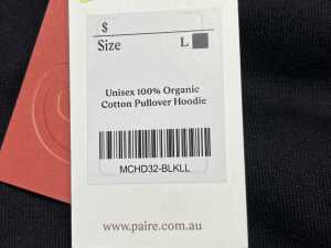 Paire Unisex Organic Cotton Pullover Hoodie size L - 4
