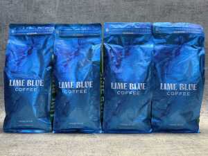 Four packs of Lime Blue Coffee
