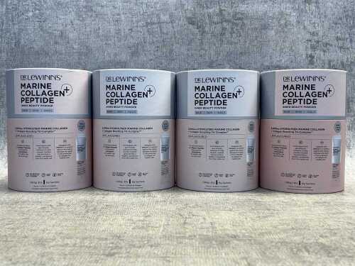 Four packs of Dr. Lewinn's Marine Collagen Peptide powder