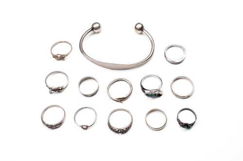 Collection of jewellery in sterling silver