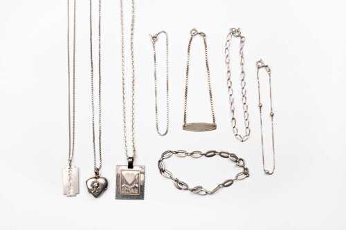Collection of jewellery in sterling silver