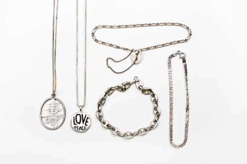 Collection of jewellery in sterling silver