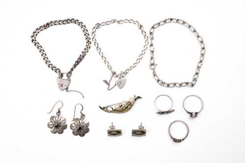 Collection of jewellery in sterling silver