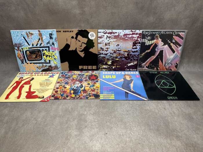 Eight vinyl records