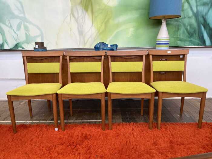 Set of 4 Chiswell mid century teak dining chairs