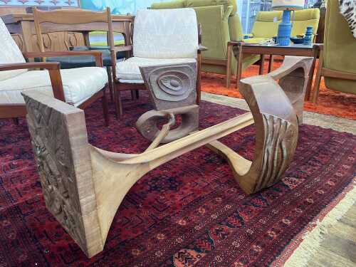 Sol Shapiro, organic form coffee table base, 1973.