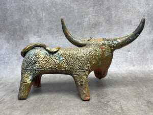 Claudio Pulli, mid-century ceramic bull figure with incised decoration - 2