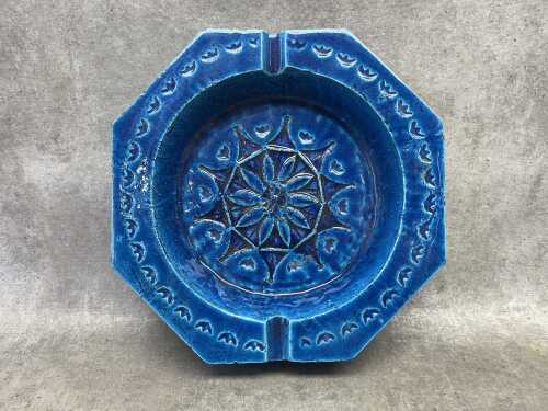 A Bitossi mid-century blue ceramic ashtray