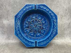 A Bitossi mid-century blue ceramic ashtray