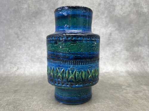 A Bitossi mid-century Blue Rimini ceramic vase