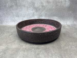 A Bitossi Raviolo decor mid-century ceramic pink and brown centerpiece bowl. - 2