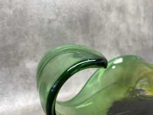 A Murano sommerso organic shaped art glass table centerpiece bowl in green and gold - 3