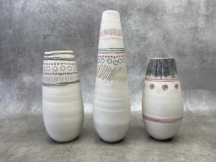 Three Artisian pottery vases