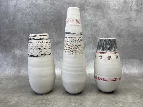 Three Artisian pottery vases