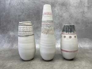 Three Artisian pottery vases