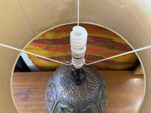 A large Brutalist metallic glazed ceramic table lamp - 4