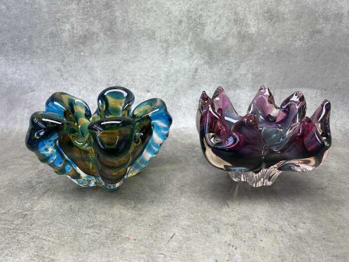 Two Mid-century art glass bowls