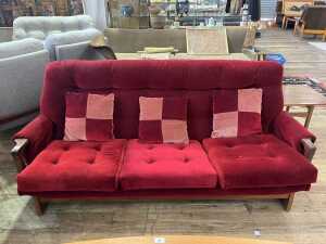 Mid century sleigh base 3 piece lounge suite - 2