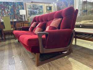 Mid century sleigh base 3 piece lounge suite - 3