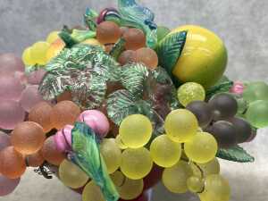 Murano glass fruit basket including cherries, grapes, nectarines, etc. - 2