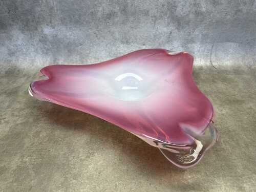 An organic form cased art glass centerpiece bowl