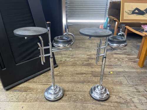 Pair of Art Deco chromed smoking tables