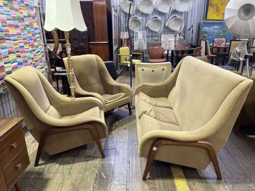 A mid-century three piece lounge suite