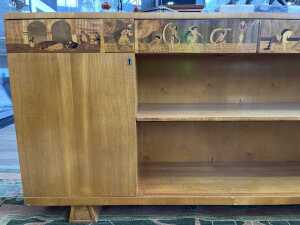 Mj&ouml;lby Intarsia, Swedish Modern 'Arabian Nights' low bookcase/sideboard, 1930s/40s - 2