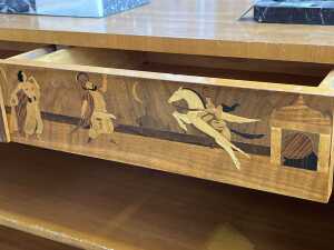 Mj&ouml;lby Intarsia, Swedish Modern 'Arabian Nights' low bookcase/sideboard, 1930s/40s - 3