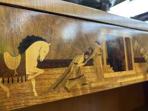 Mj&ouml;lby Intarsia, Swedish Modern 'Arabian Nights' low bookcase/sideboard, 1930s/40s - 6