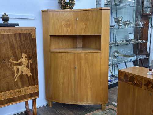 Scandinavian Art Deco ash corner cupboard, 1930s