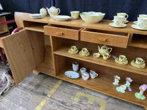 Scandinavian Art Deco ash cabinet/low bookshelf, 1940s - 3