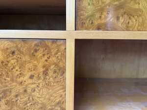 Scandinavian Art Deco ash and burr maple low bookshelf/cabinet, 1940s - 4